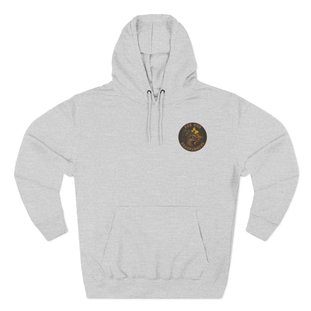 Light gray pullover hoodie with hood, drawstrings, and kangaroo pocket