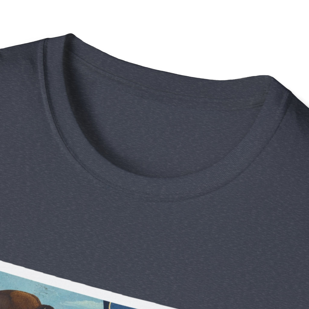 Navy heather T-shirt with ribbed crew neck