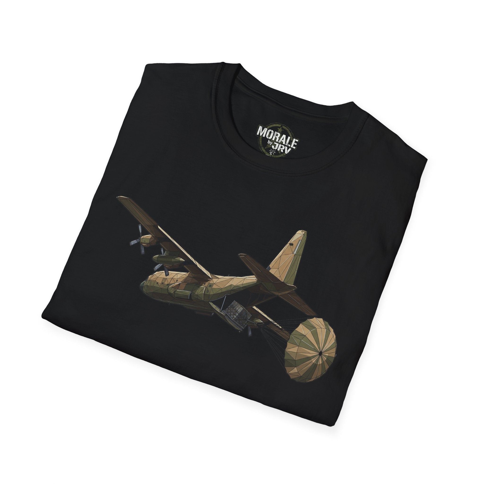 Vintage C-130 cargo plane T-shirt, black with C-130 aircraft graphic