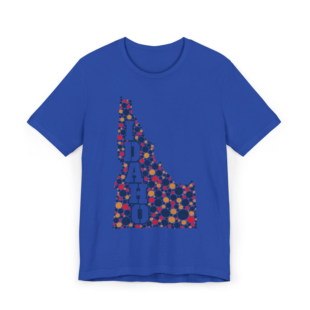 Idaho Polka Dot State Outline T-Shirt | Colorful Idaho Map Graphic Tee