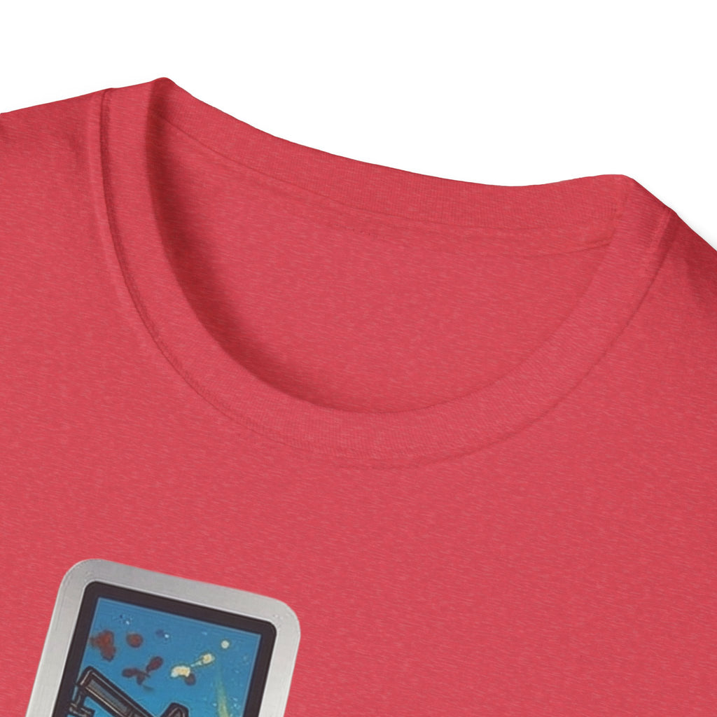 Red crew-neck T-shirt back close-up