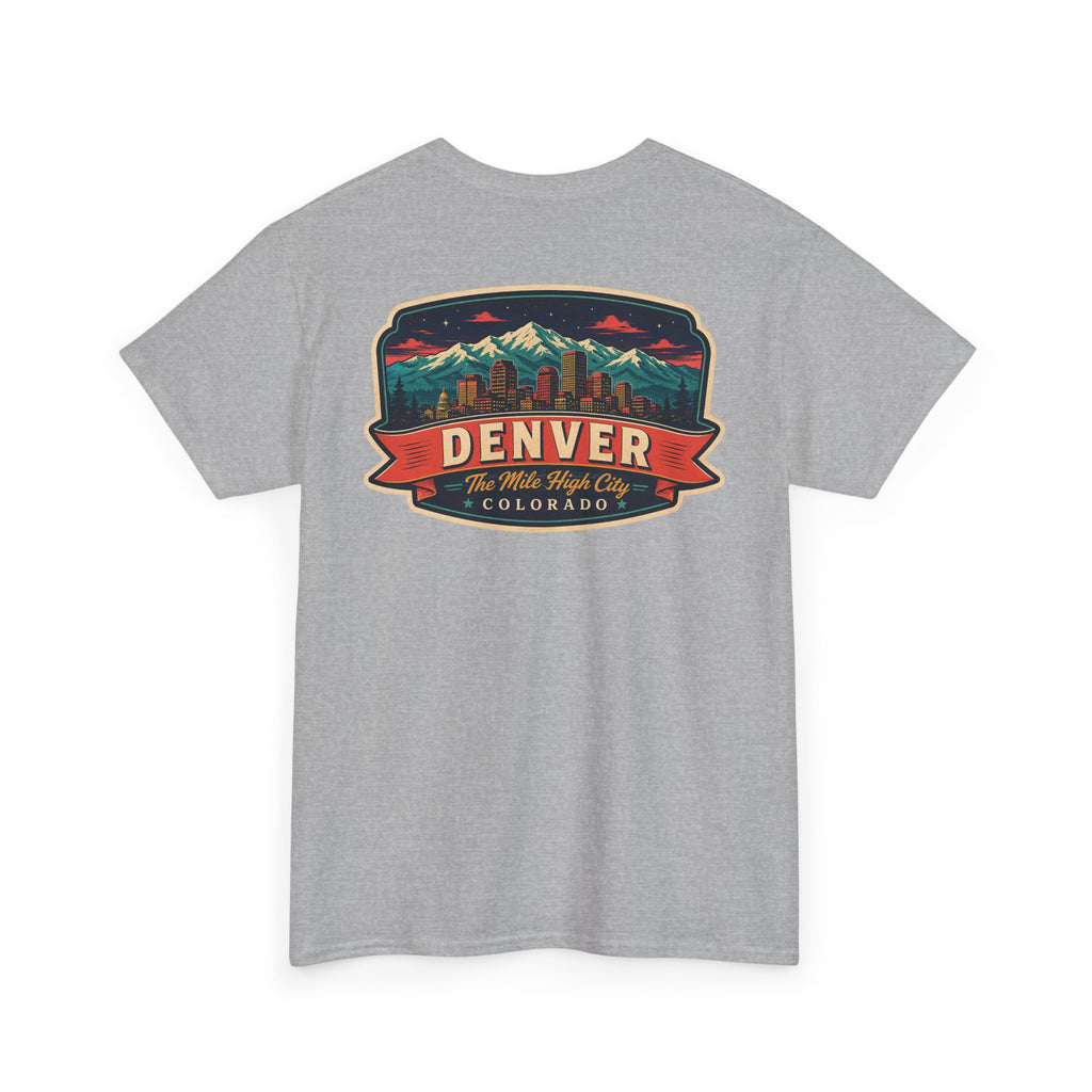 Sport grey T-shirt with Denver city badge graphic on chest