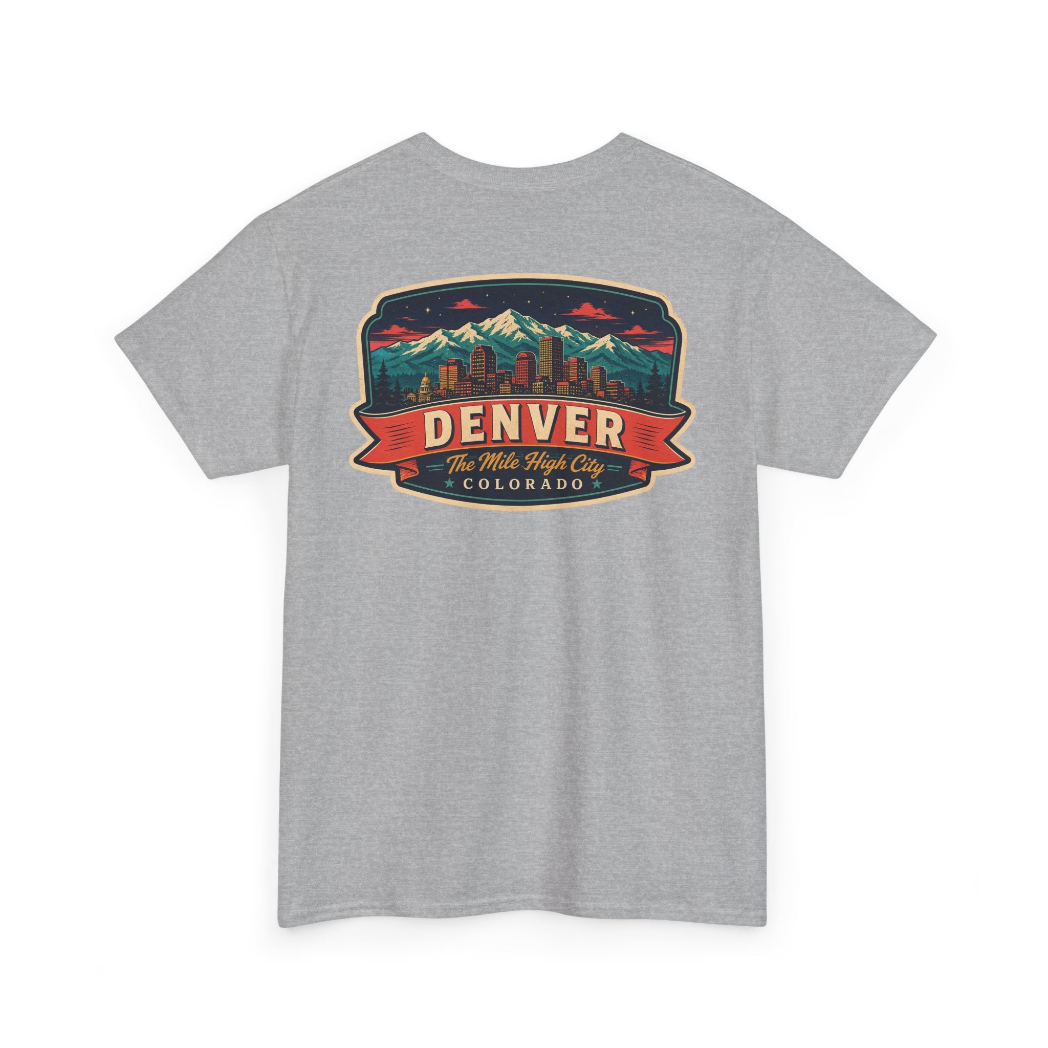 Sport grey T-shirt with Denver city badge graphic on chest