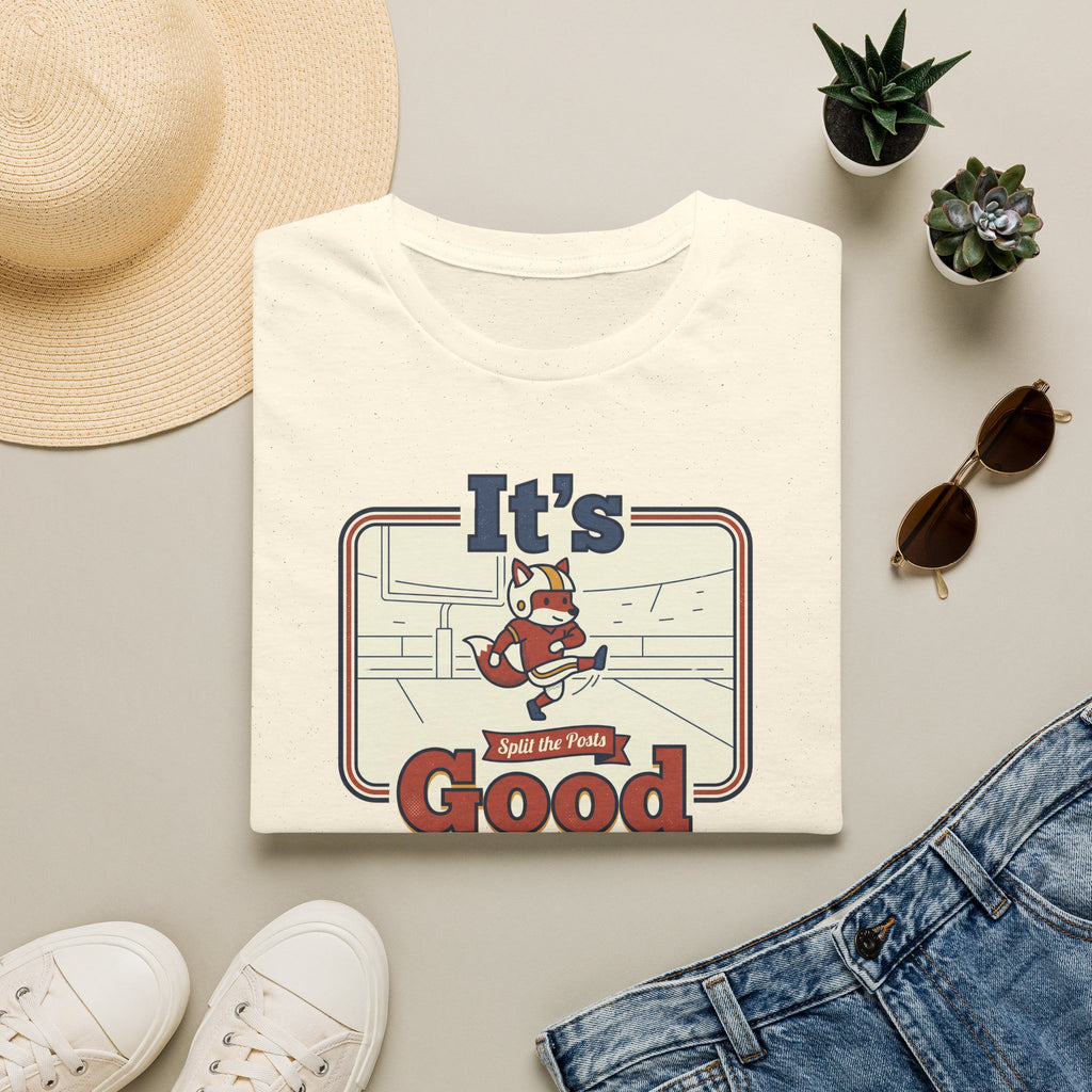 White T-shirt with vintage skate fox graphic and “It’s Good” slogan centered