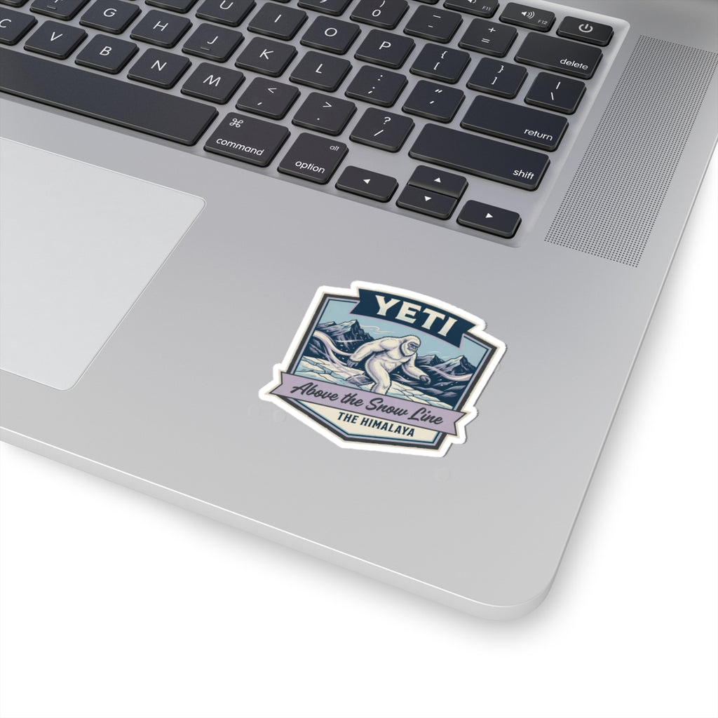 Die-cut Yeti sticker with Himalayan Sasquatch graphic and snowline text, white border