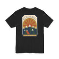 Black T-shirt with Colorado sunset mountain graphic front print