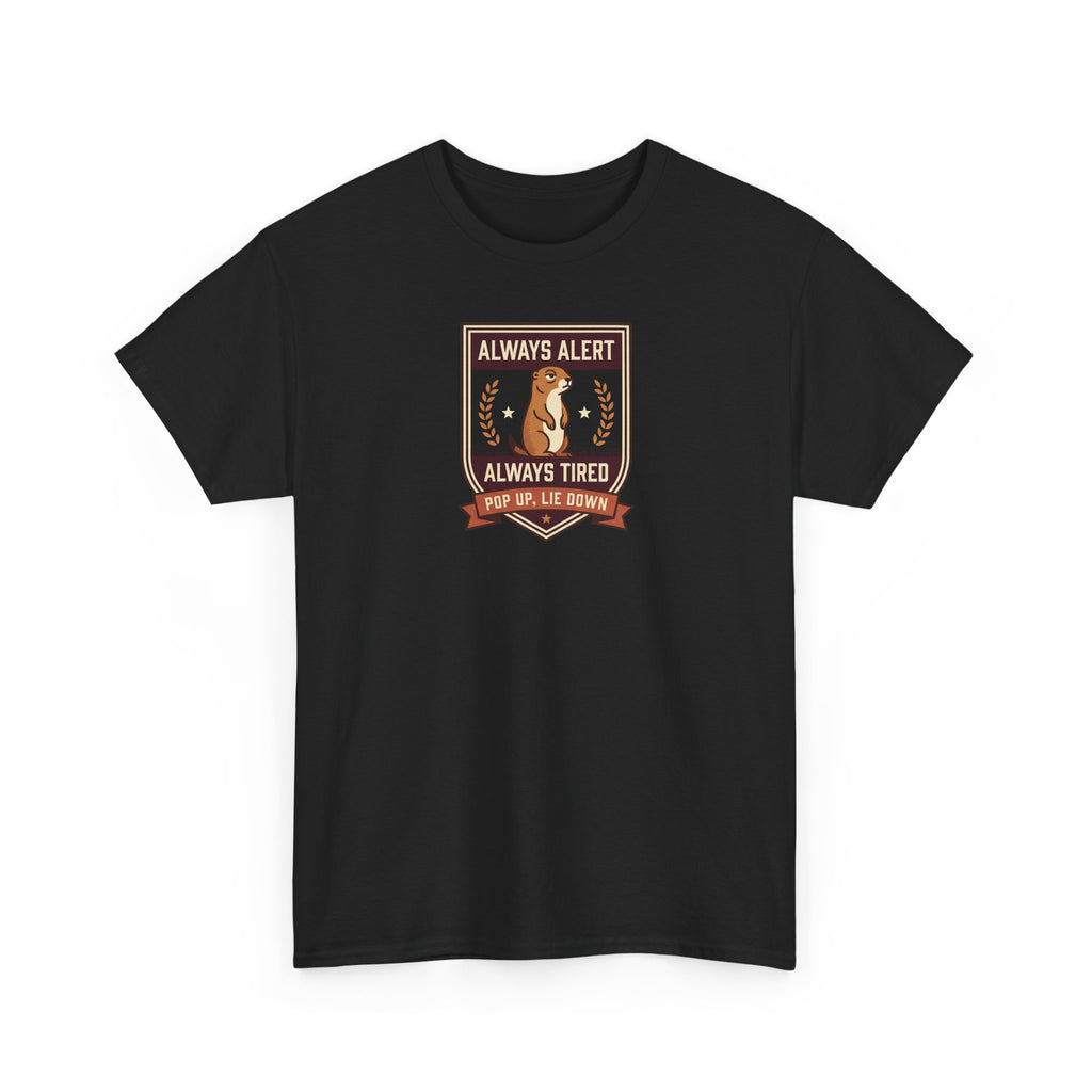 Black crewneck T-shirt with badge logo print on chest