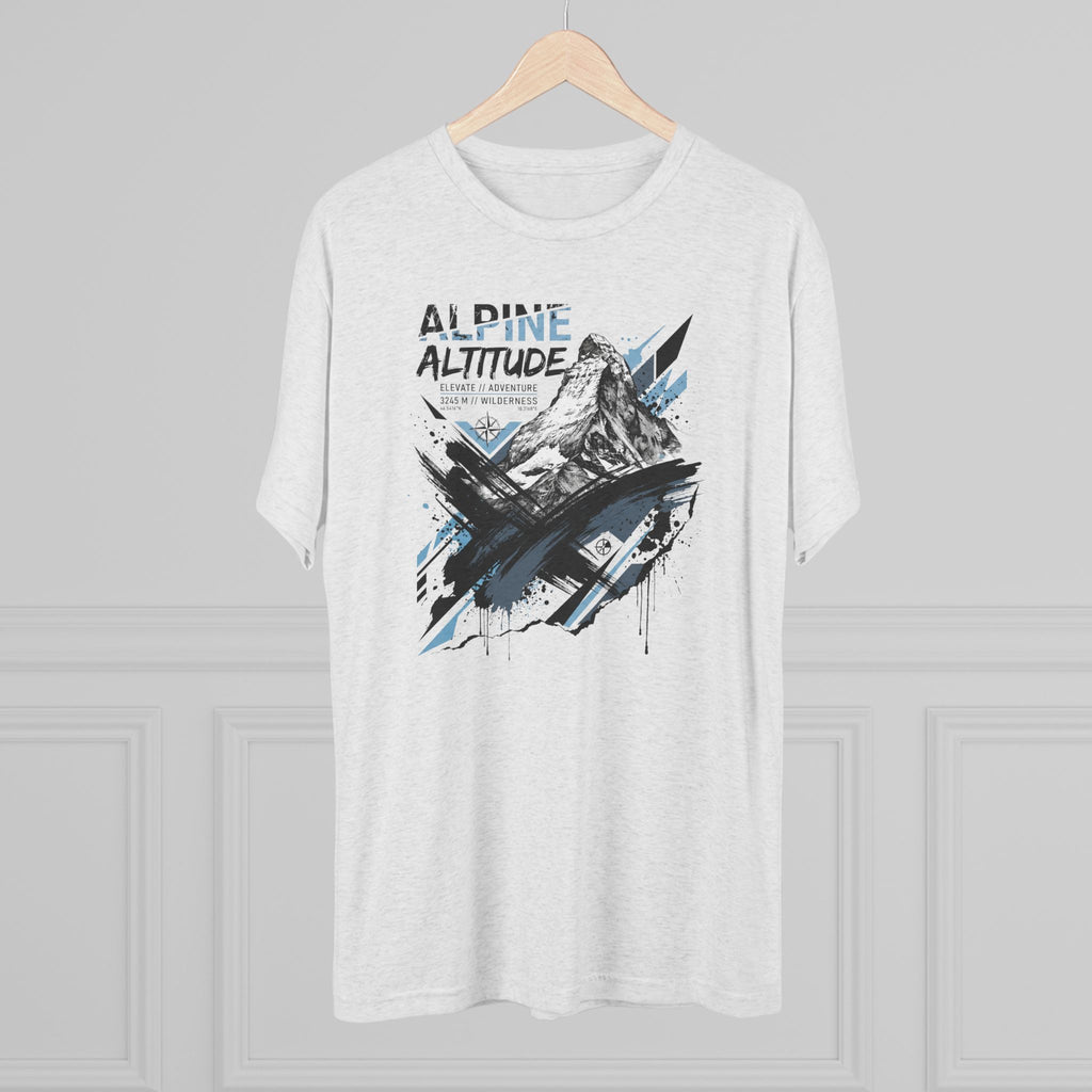 Light gray crew-neck T-shirt with Alpine Altitude mountain peak graphic on front