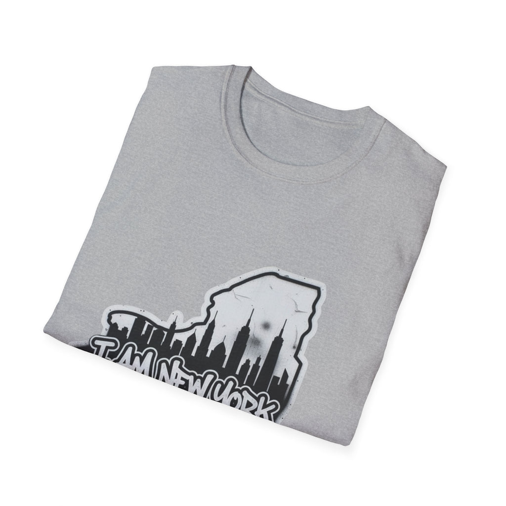 Sport Grey T-shirt with graffiti-style city graphic on chest
