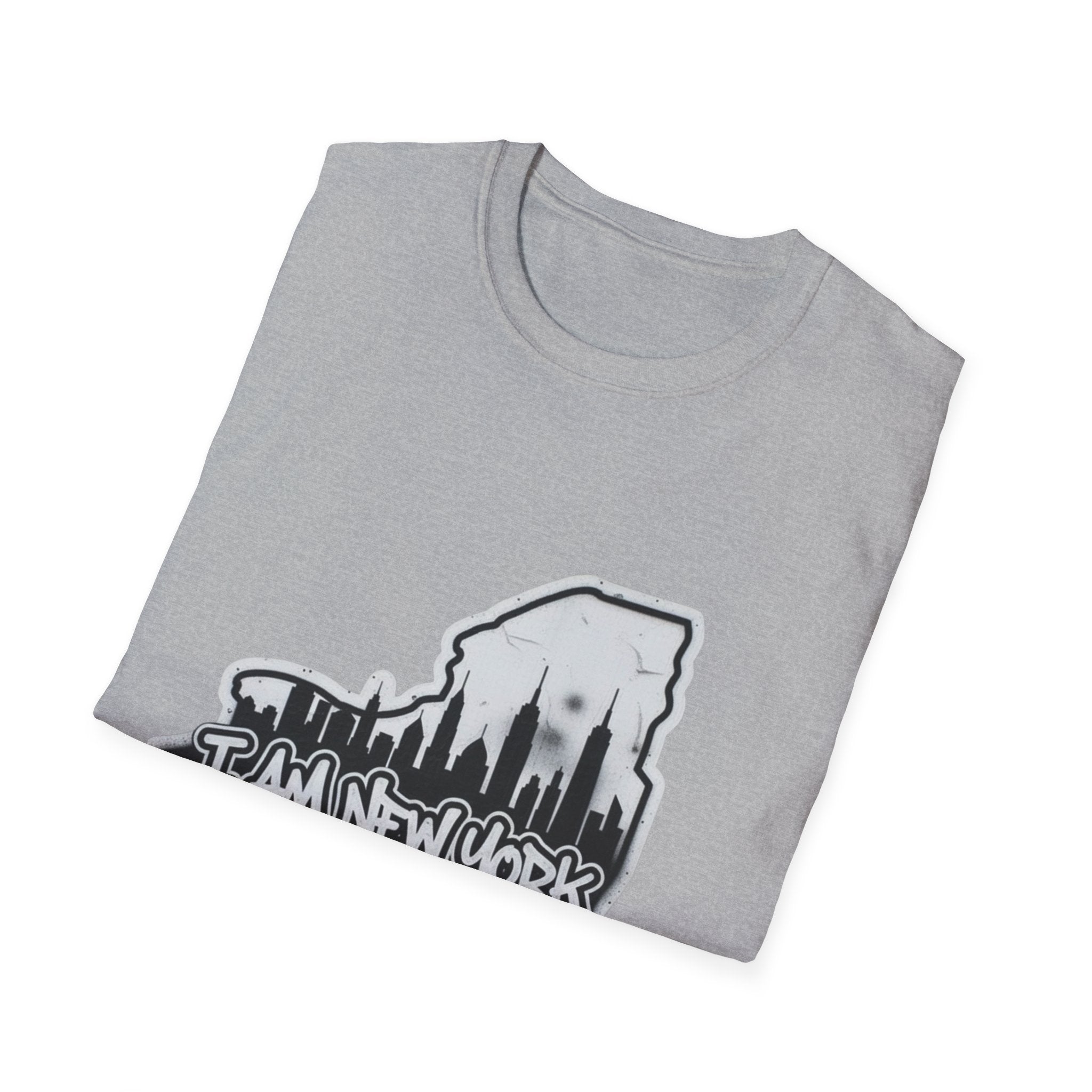 Sport Grey T-shirt with graffiti-style city graphic on chest
