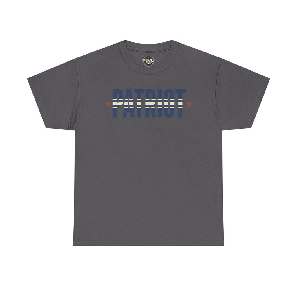 Charcoal patriot stripe T-shirt with PATRIOT logo print and red stars