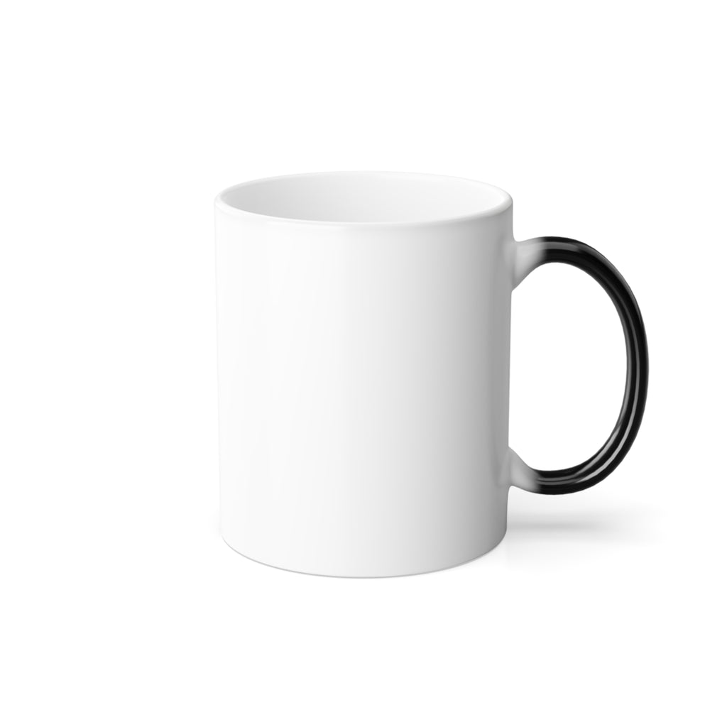 My Mom Checklist color morphing mug, white mug with black handle, blank front