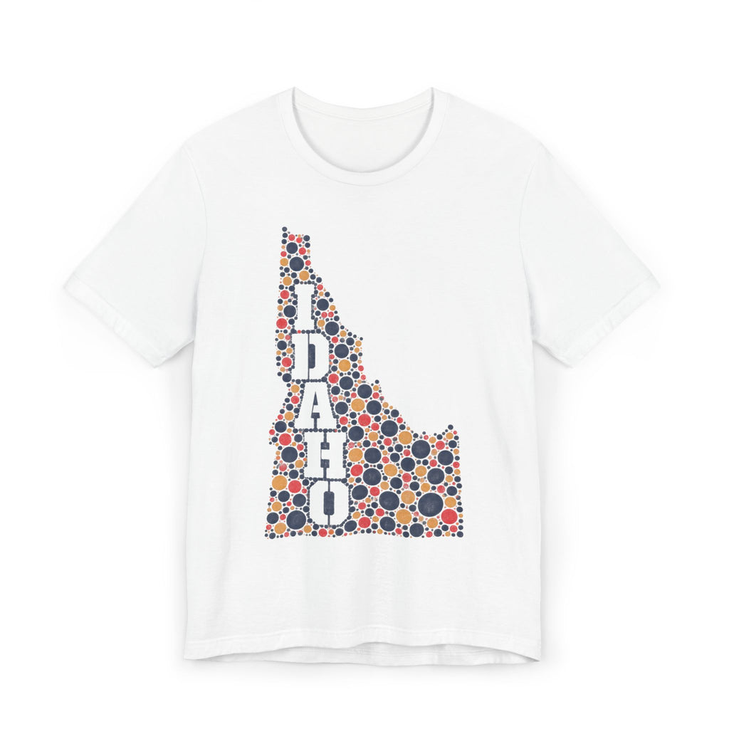 Idaho Polka Dot State Outline T-Shirt | Colorful Idaho Map Graphic Tee