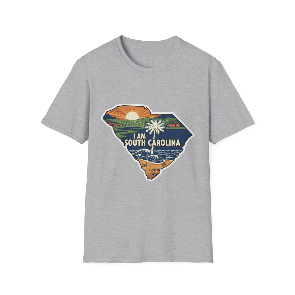 Sport Grey T-shirt with “I AM SOUTH CAROLINA” South Carolina map design