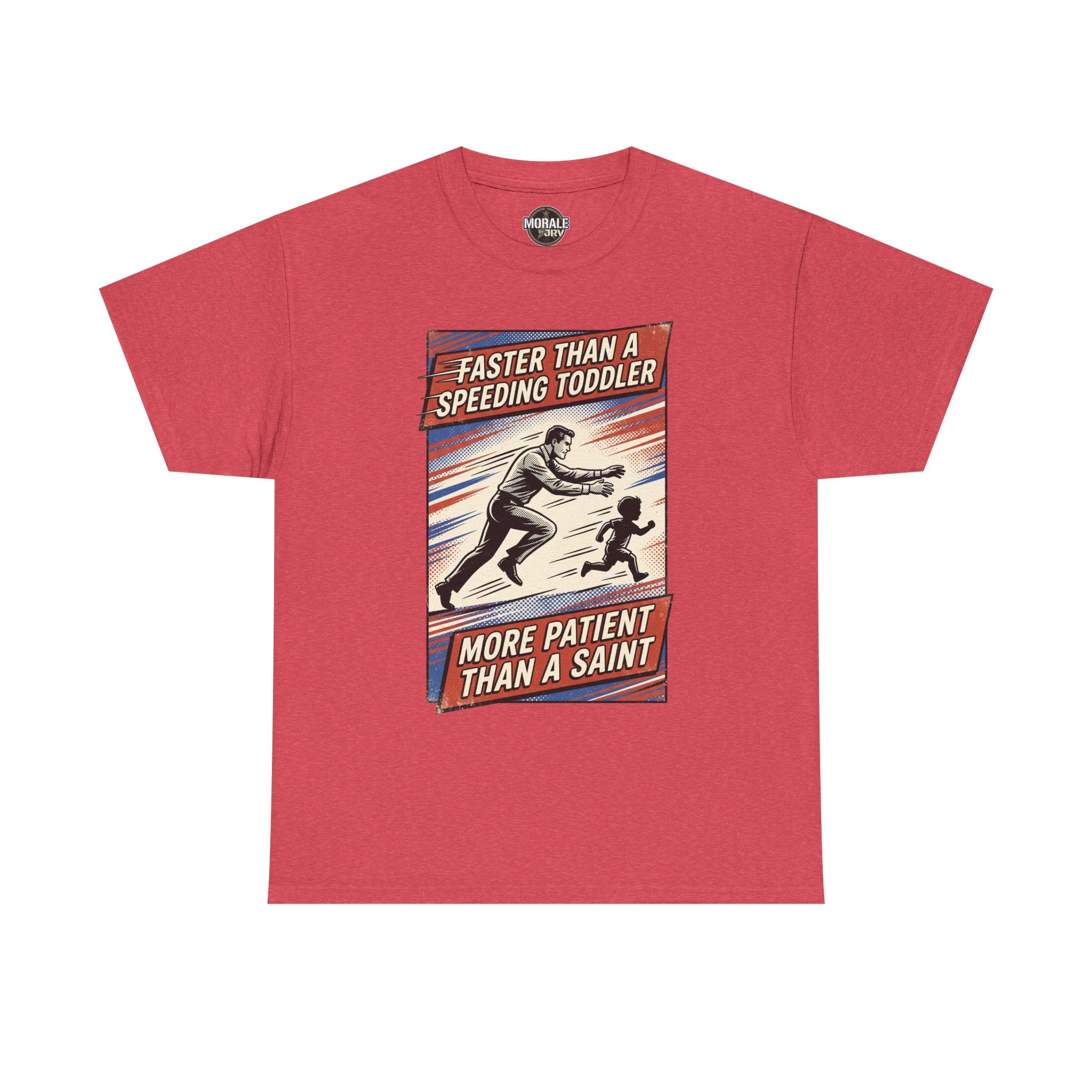 Faster Than A Speeding Toddler T-Shirt, heather red, distressed retro chest print