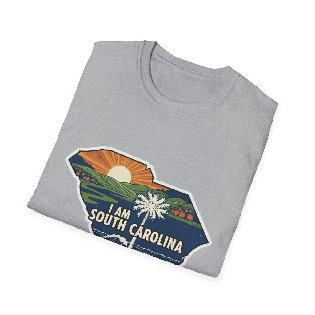 I Am South Carolina T-Shirt with South Carolina map graphic, Sport Grey