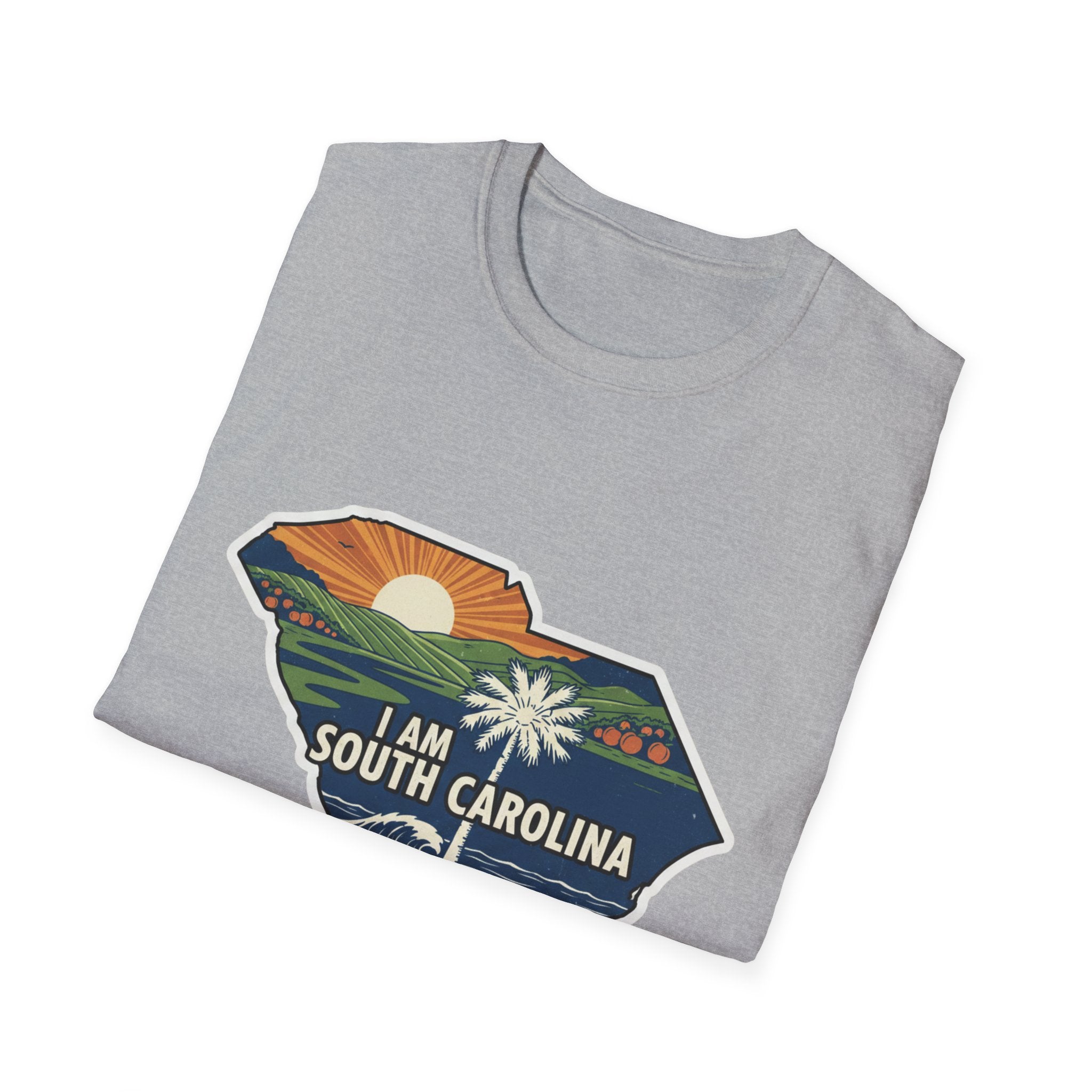 I Am South Carolina T-Shirt with South Carolina map graphic, Sport Grey