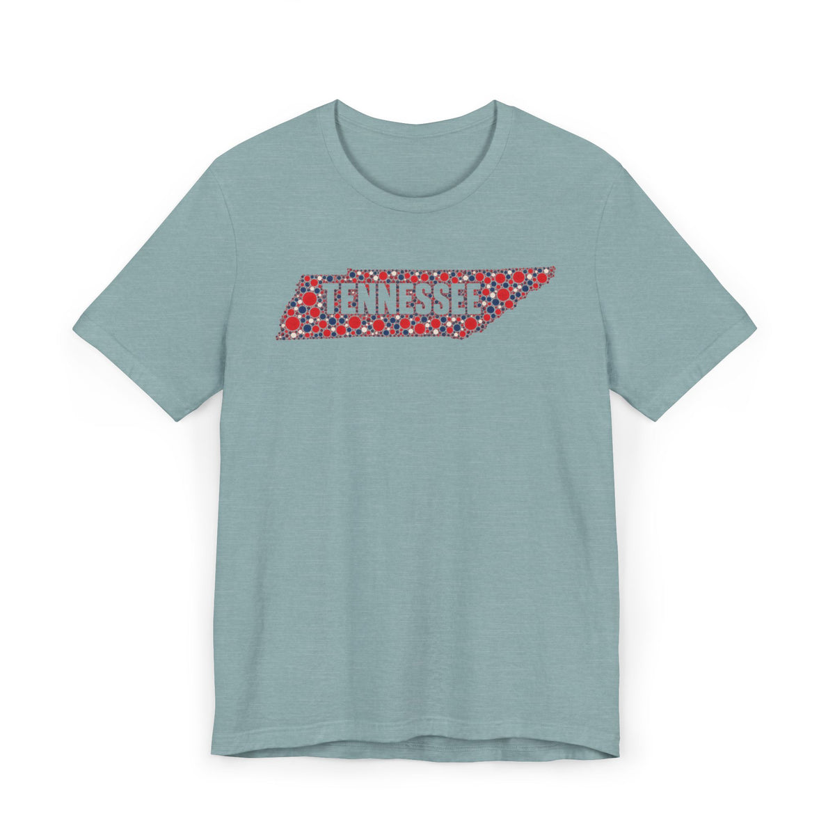 Teal T-shirt with 'Tennessee' floral map graphic across the chest