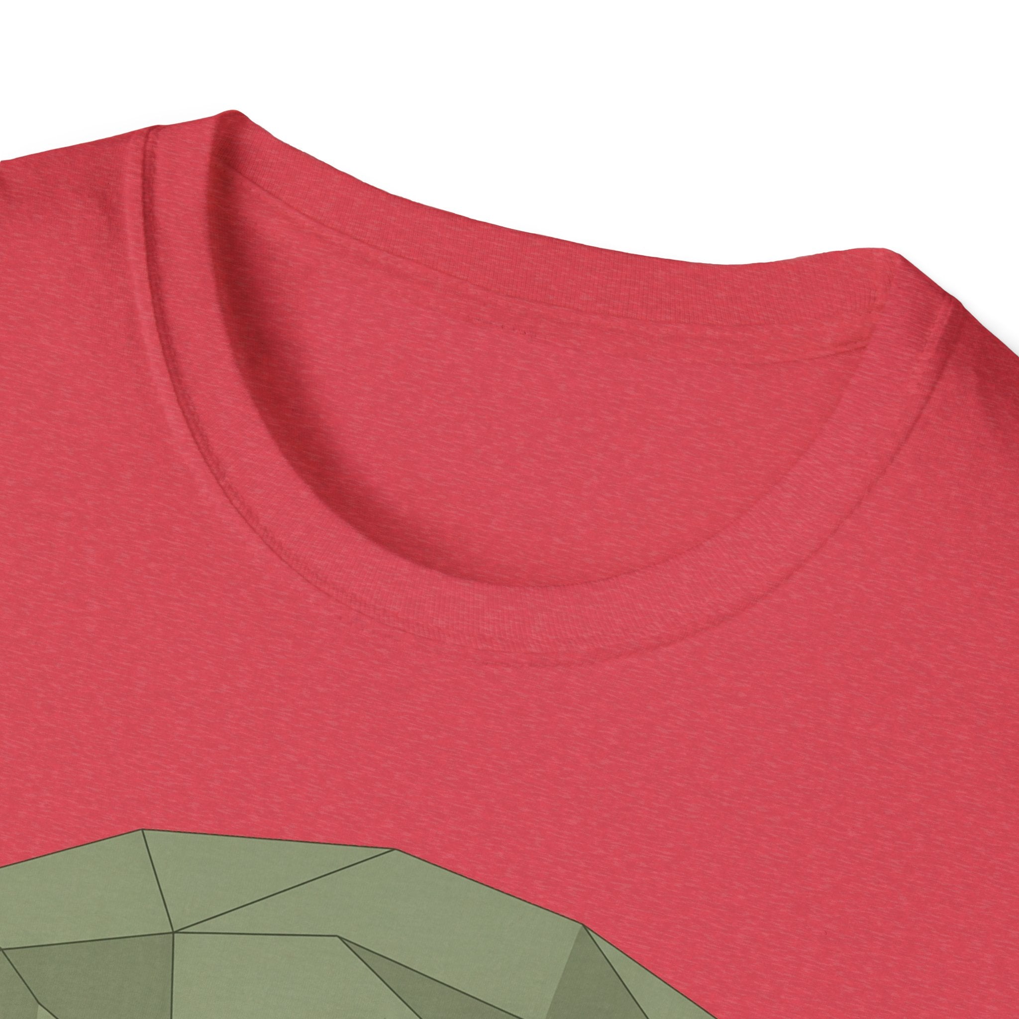 Crew-neck T-shirt fabric close-up in red with soft knit texture.