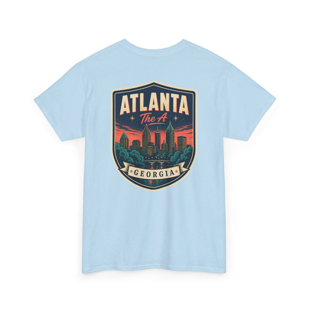 Light blue T-shirt with Atlanta Georgia skyline badge print