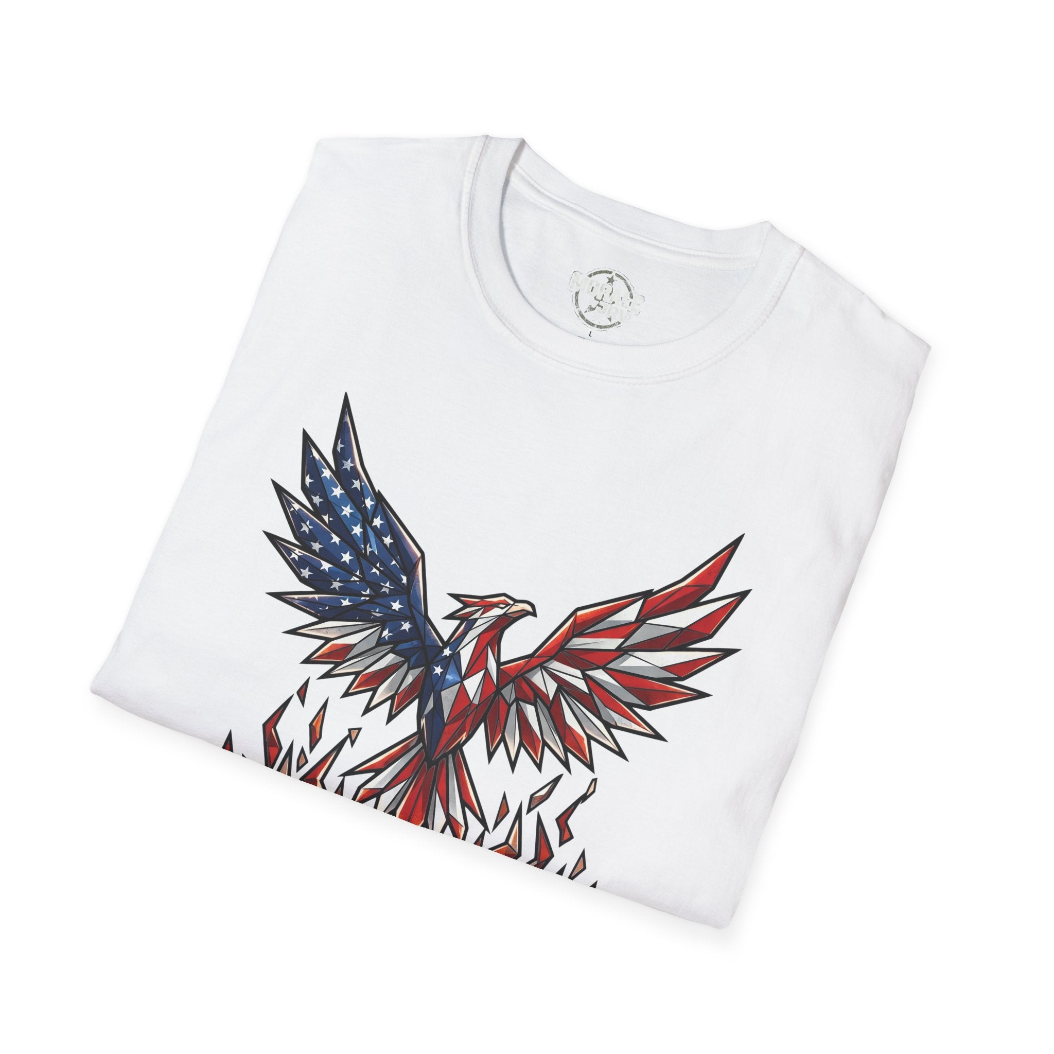 American Flag Phoenix Unbroken T-Shirt, white tee with patriotic eagle graphic