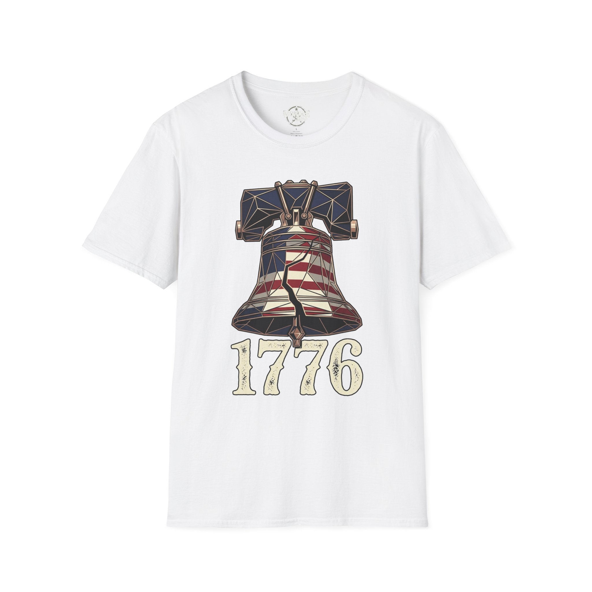 Liberty Bell 1776 T-shirt, white, patriotic bell with “1776” front design