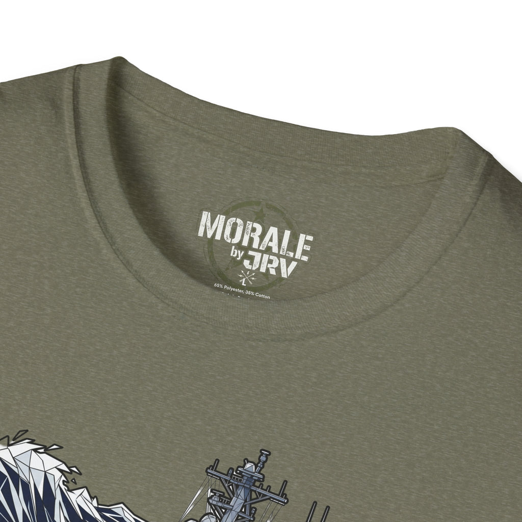 Heather Military Green T-shirt with “MORALE by TRV” logo on the neckline