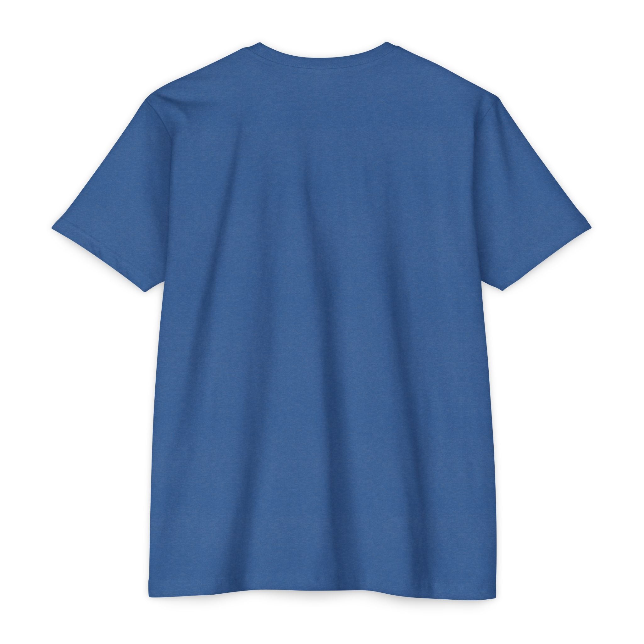 Blue crew-neck T-shirt, short sleeves, plain front view