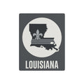 Louisiana metal art sign with white circle, fleur-de-lis silhouette, and “LOUISIANA” text