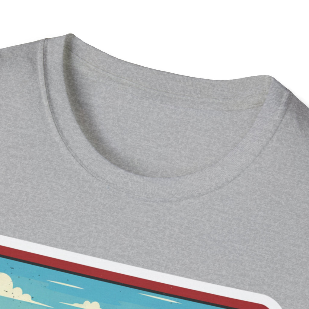 I Am Arkansas T-shirt neckline close-up, Sport Grey crew neck trim