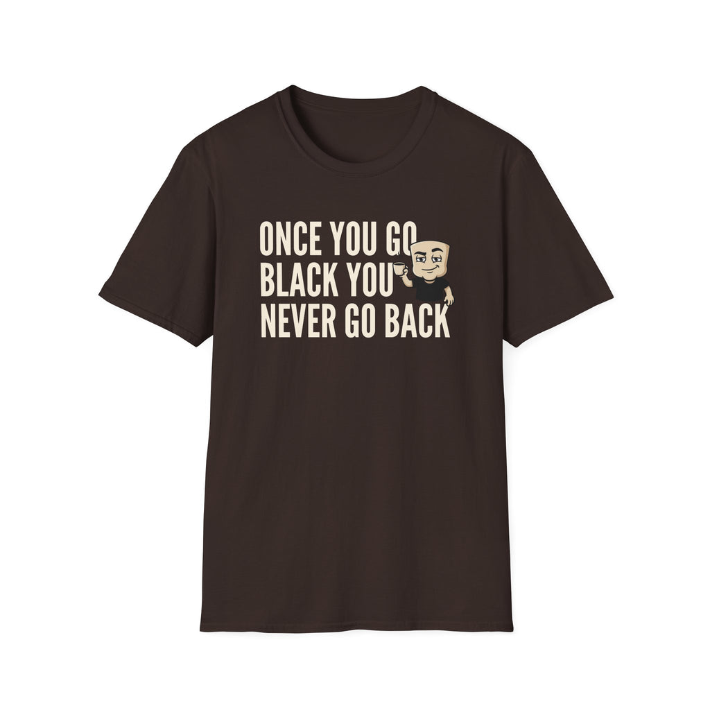 Dark brown T-shirt with coffee mug slogan print