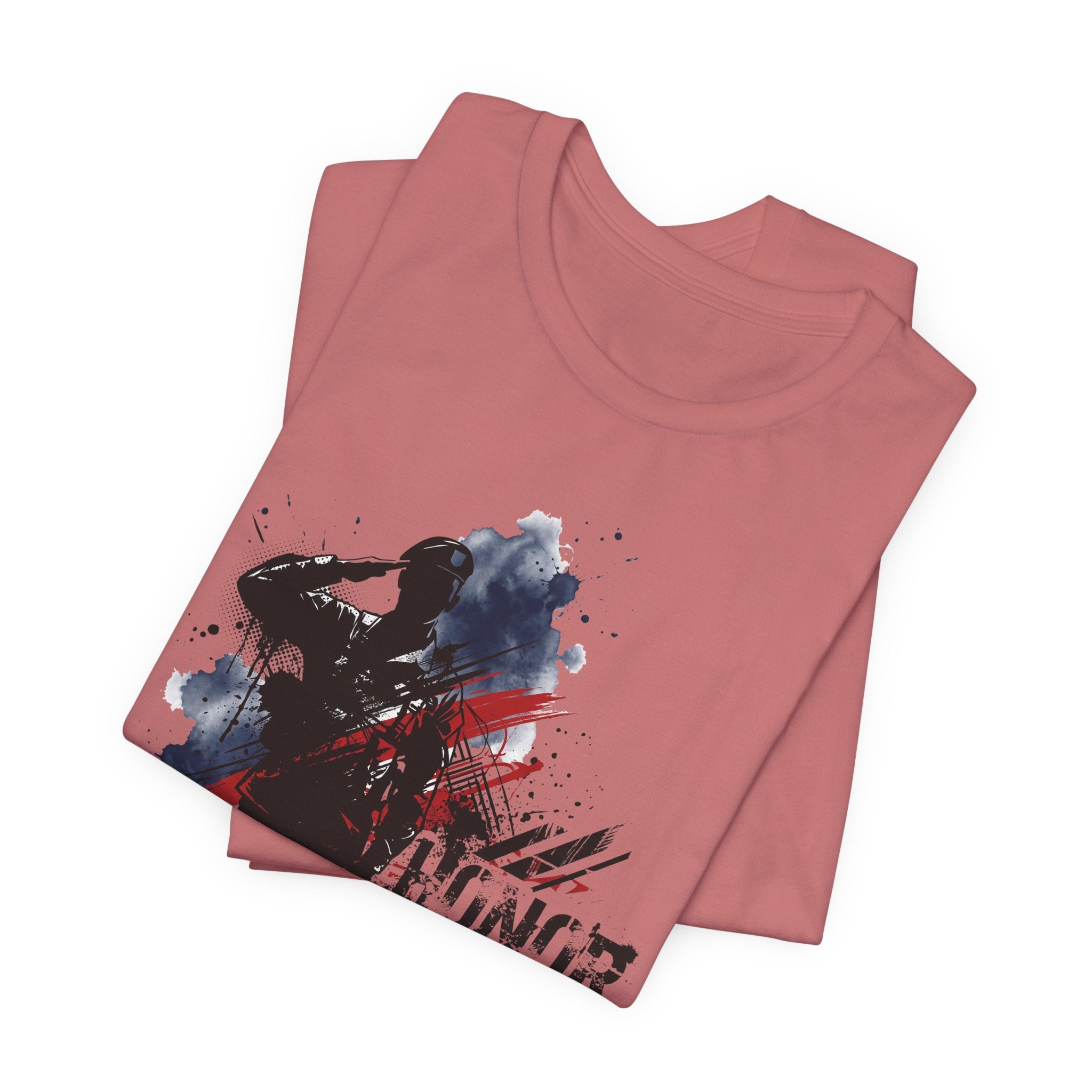 Mauve T-shirt with front military silhouette graphic