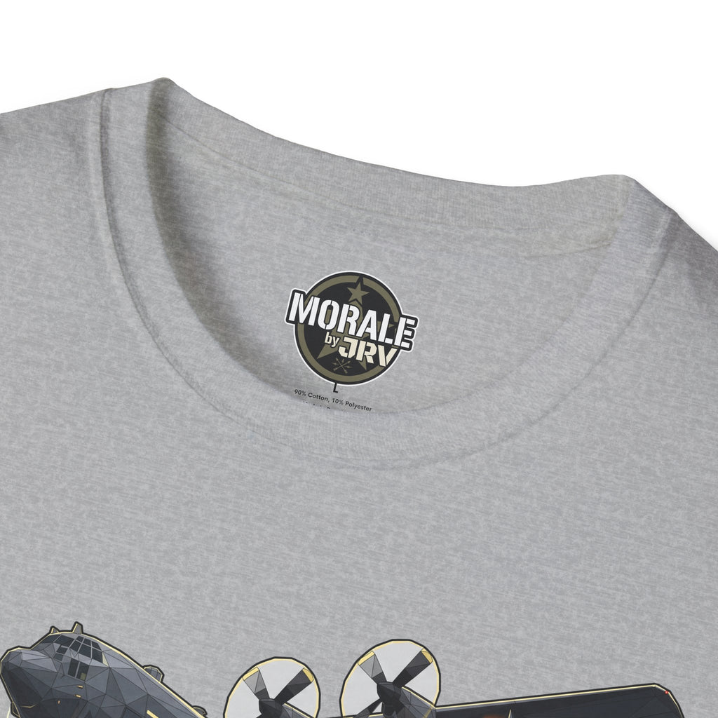 Death From Above T-shirt, heather grey crew neck with Morale by DRIV logo