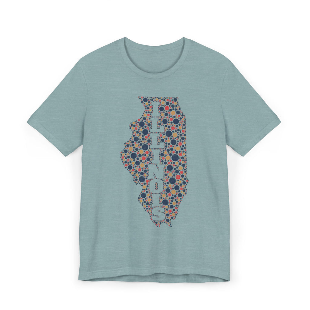 Illinois State Floral Polka Dot T-Shirt | Illinois Outline Graphic Tee