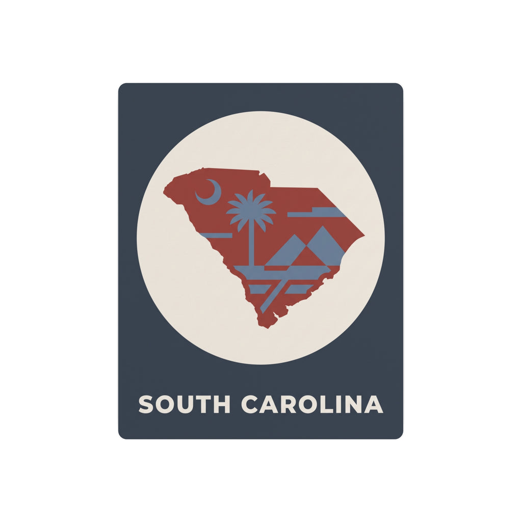 South Carolina metal wall art sign with circular map emblem and 'SOUTH CAROLINA' text