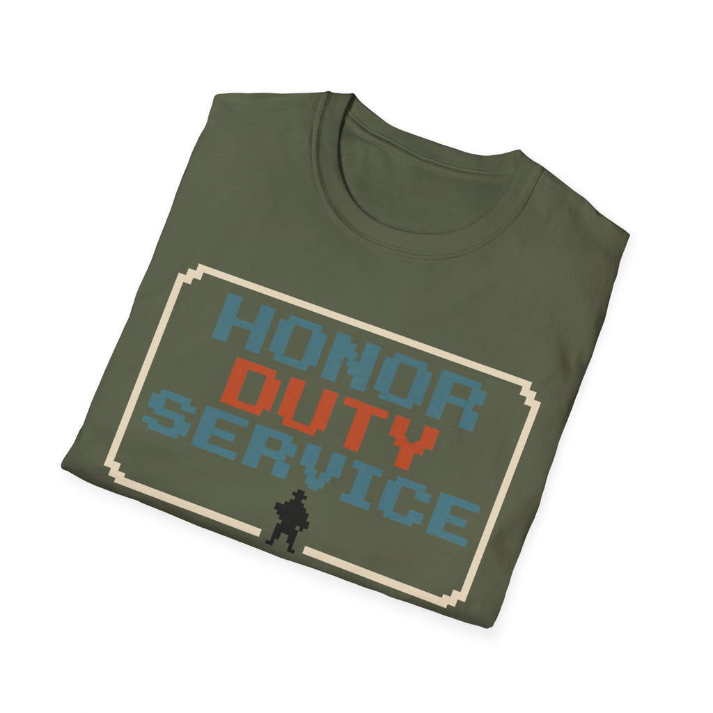 Honor Duty Service T-Shirt - Retro Pixel Veteran Tribute Tee