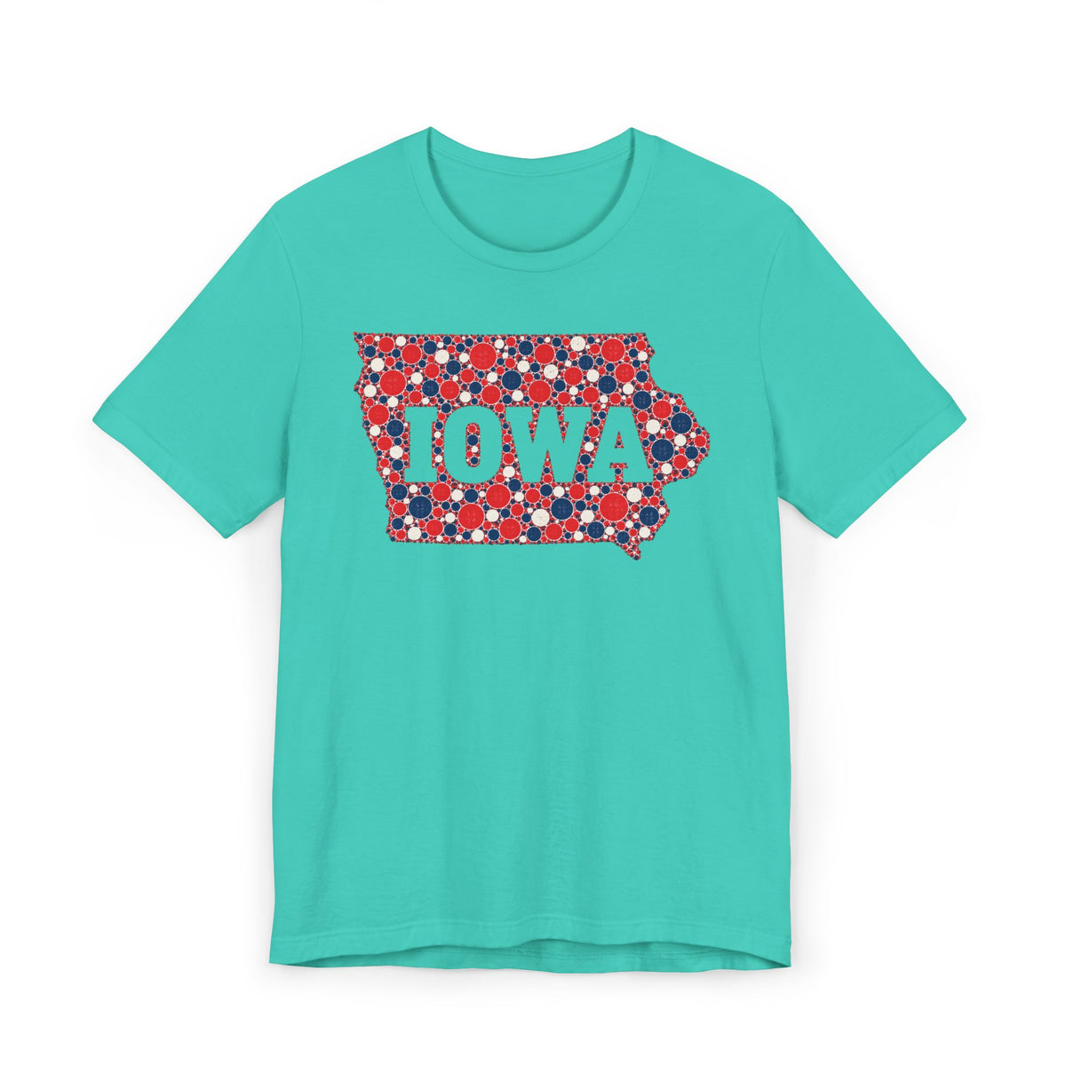 Iowa State Floral Pattern T-Shirt | Red White and Blue Iowa Outline Graphic Tee