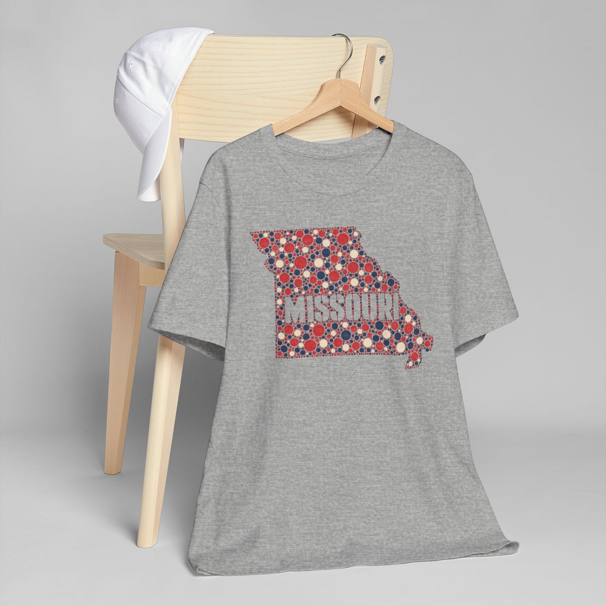 Missouri State Floral Map T-Shirt | Red White and Blue Missouri Outline Graphic Tee