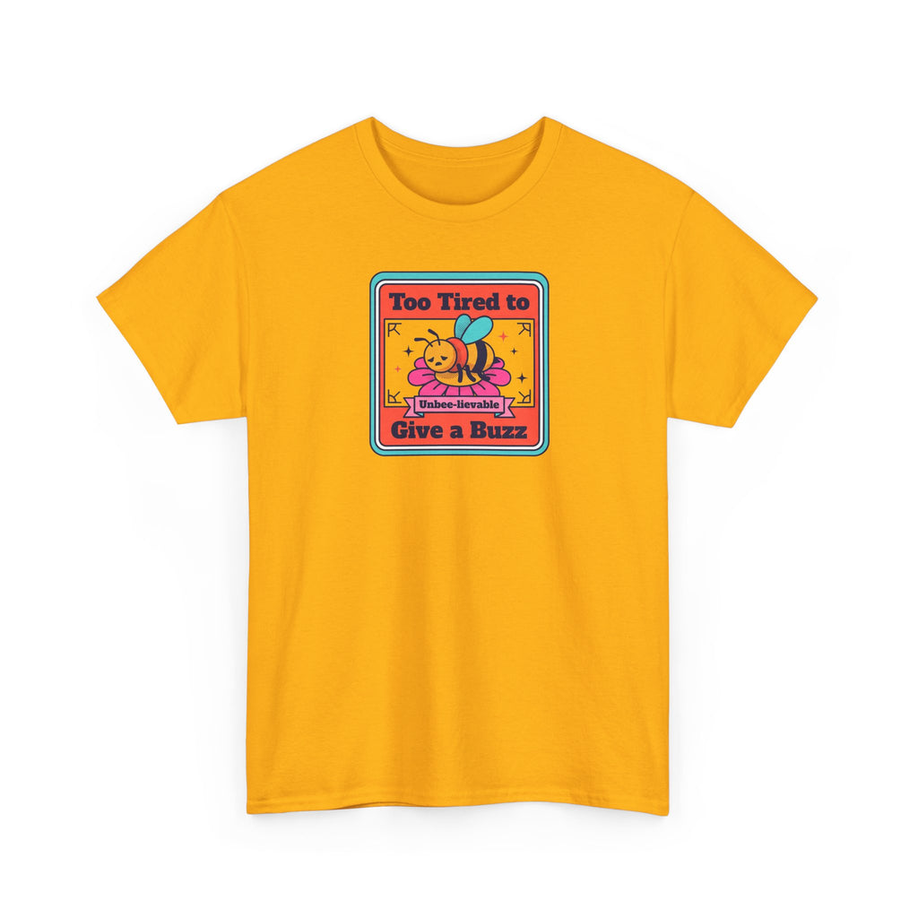Mustard yellow crew-neck T-shirt with bee graphic front