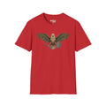 Soaring Hawk T-Shirt, red, vintage raptor winged illustration on front