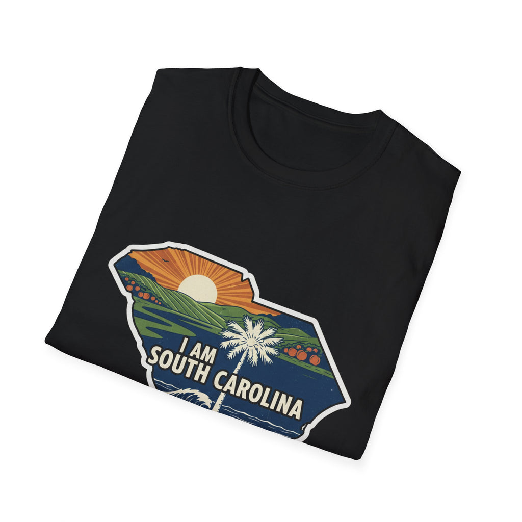 I Am South Carolina T-Shirt with South Carolina map graphic, black