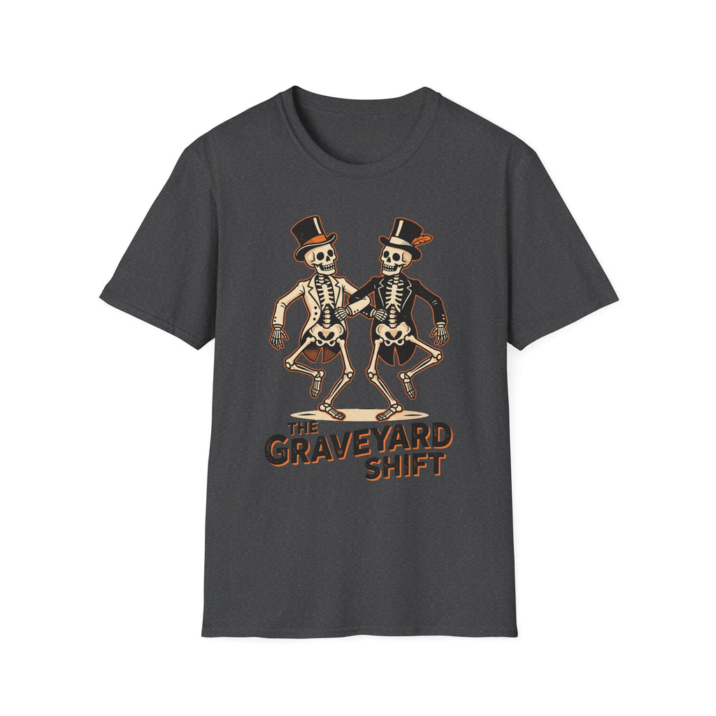 Dancing Skeletons The Graveyard Shift T-Shirt - Vintage Halloween Tee