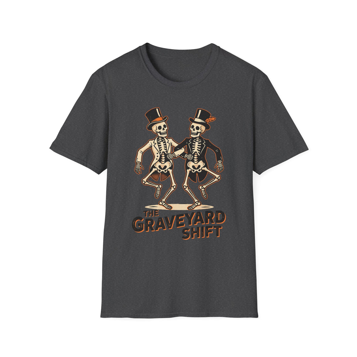 Dancing Skeletons The Graveyard Shift T-Shirt - Vintage Halloween Tee