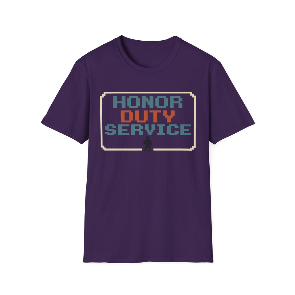 Honor Duty Service T-Shirt - Retro Pixel Veteran Tribute Tee