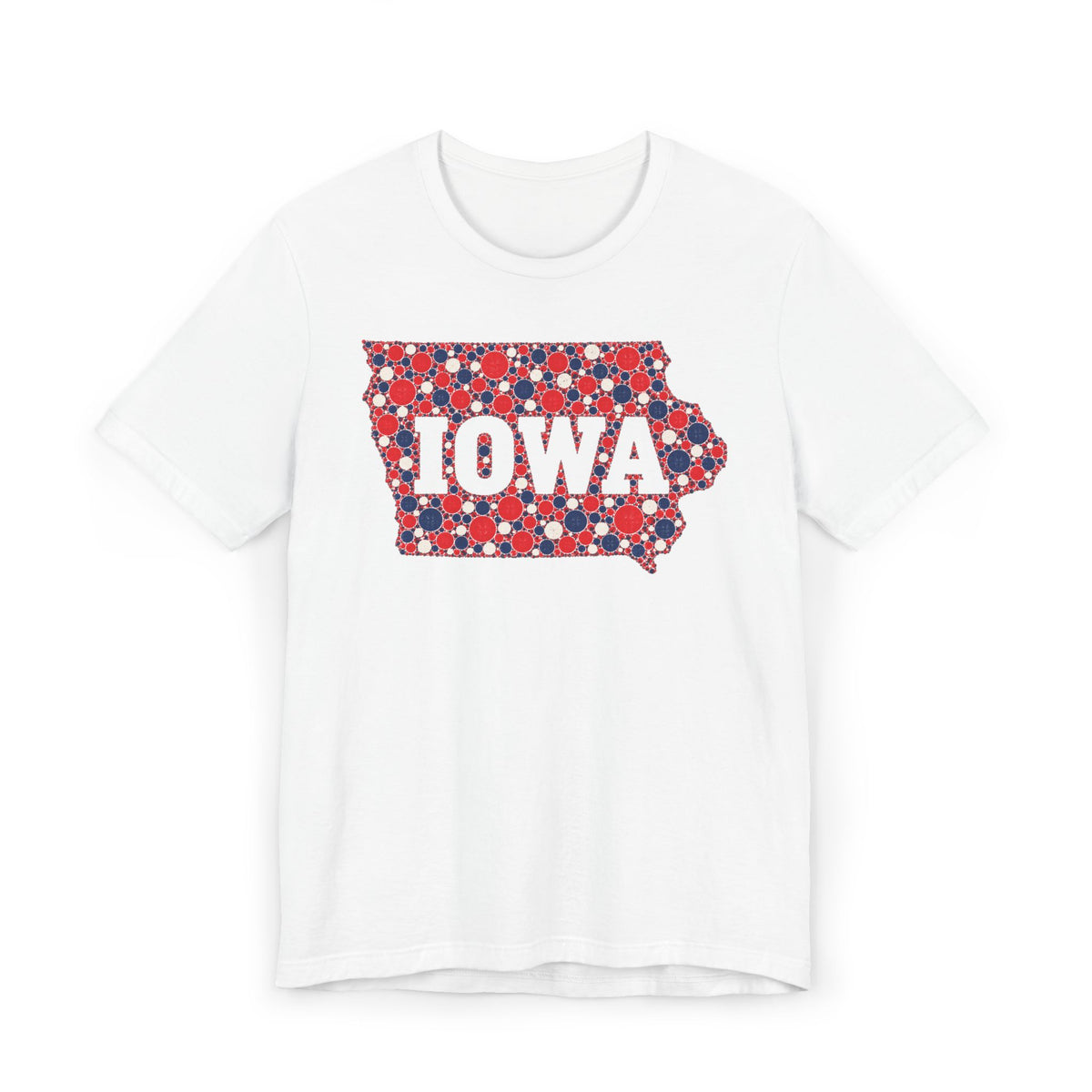 Iowa State Floral Pattern T-Shirt | Red White and Blue Iowa Outline Graphic Tee