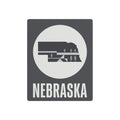 Nebraska metal art sign with dark square frame, circular wheat graphic, and NEBRASKA text