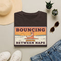 Dark brown T-shirt with kangaroo “Bouncing Between Naps” graphic
