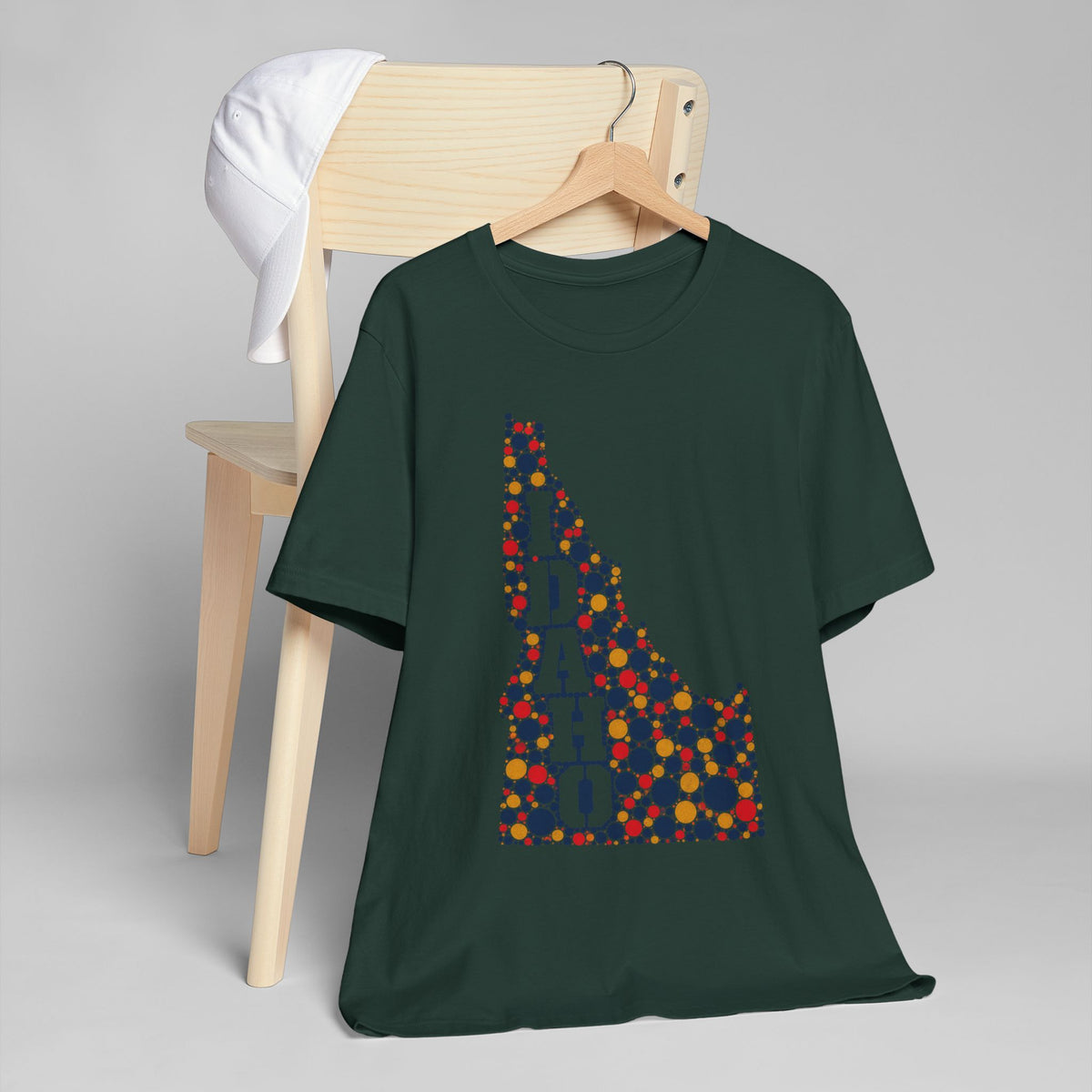 Idaho Polka Dot State Outline T-Shirt | Colorful Idaho Map Graphic Tee
