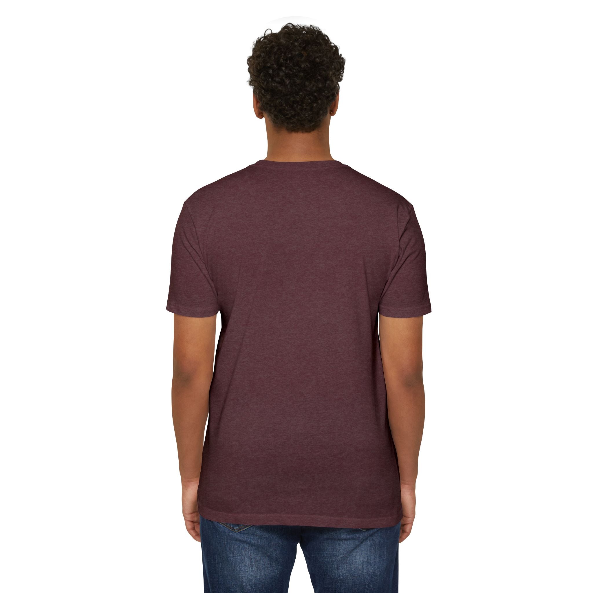 Burgundy unisex T-shirt with plain back, short sleeves and crew neck