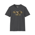 T-shirt with Bald Eagle design on dark heather fabric, wings spread in artwork
